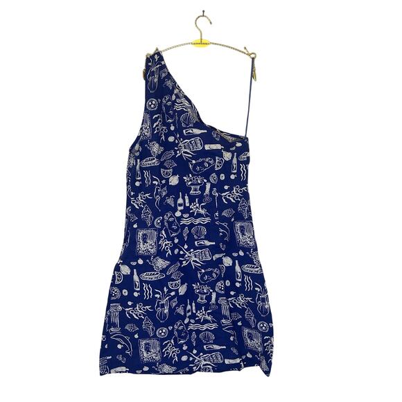 NWT Madewell x Lisa Says Gah! One-Shoulder Mini Dress in Clematis Blue Size 00 - Picture 8 of 13